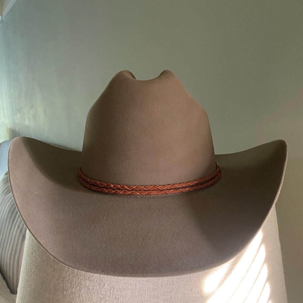 Stetson 4x beaver felt Brown Cowboy Hat with Braided Band size 7 3/8